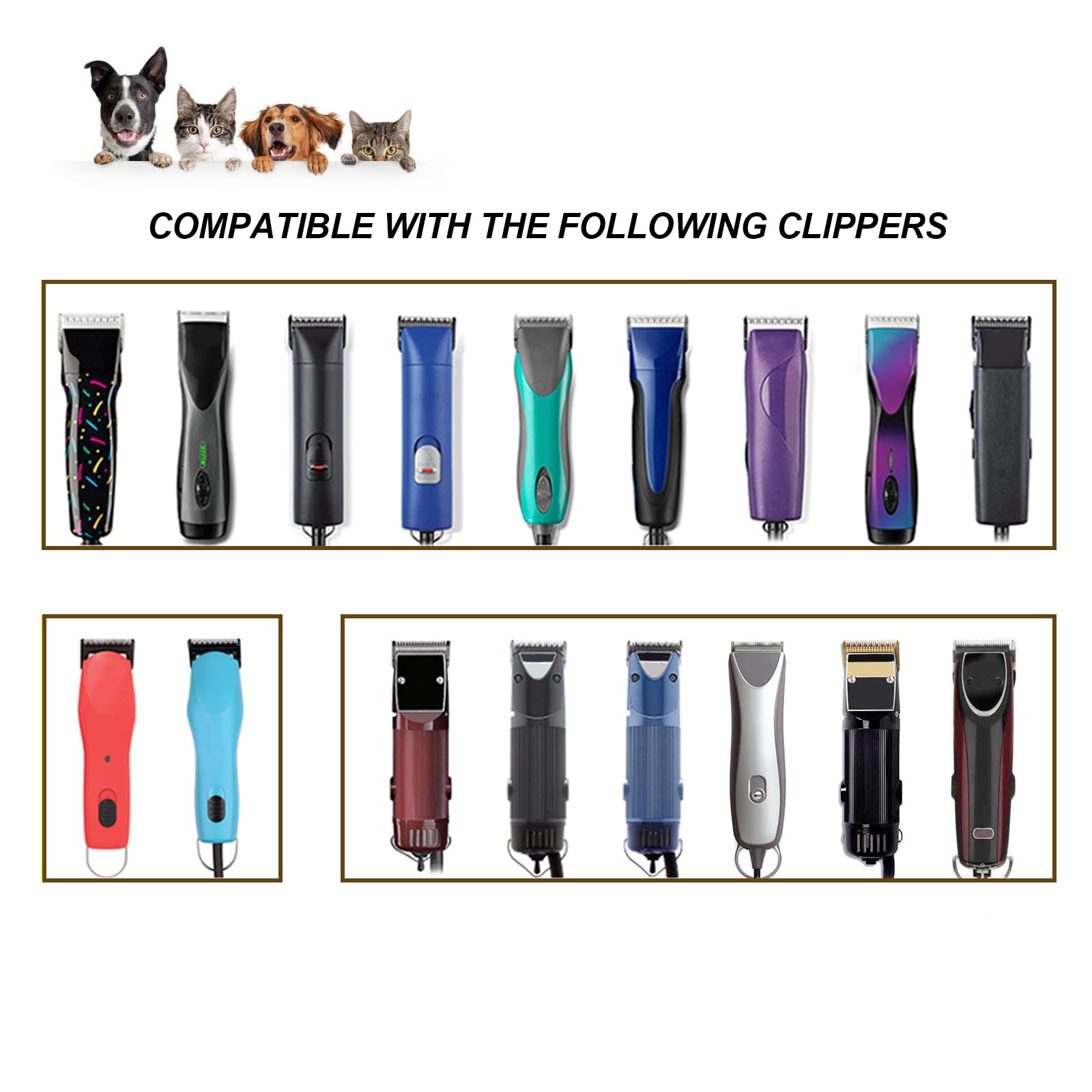 White Smoke YAZIYIR 10+7FC+5FC+4FC Pet Dog Grooming Detachable Ceramic Blades Kit,Compatible with Andis,Oster A5,Wahl KM10 Clippers,Cut Length 1/16"(1.5mm) to 3/8" (9.5mm),Small 4-piece Set