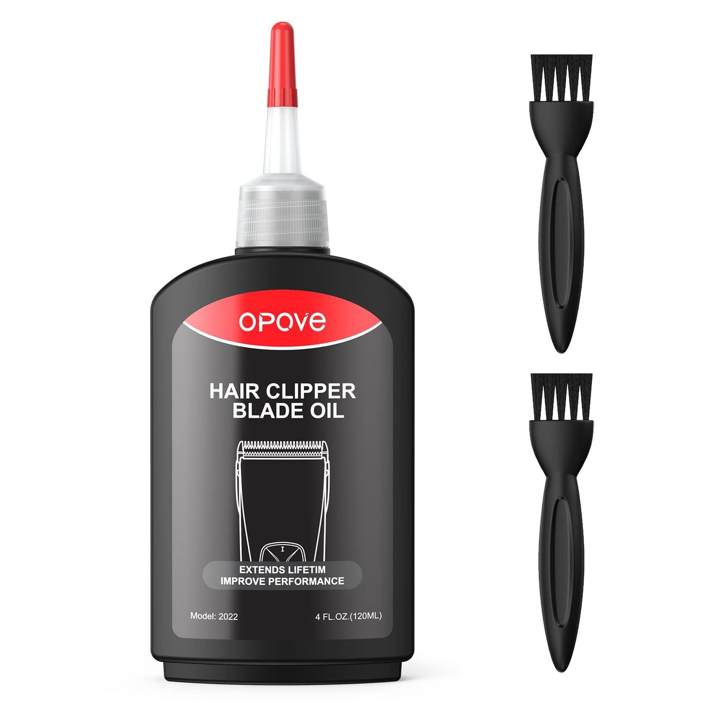 White Smoke Opove Premium Hair Clipper Blade Lubricating Oil for Clippers, Trimmers, Groomers, Rust Prevention, 4.05oz/120ml, 1 Pack with Clean Brushes