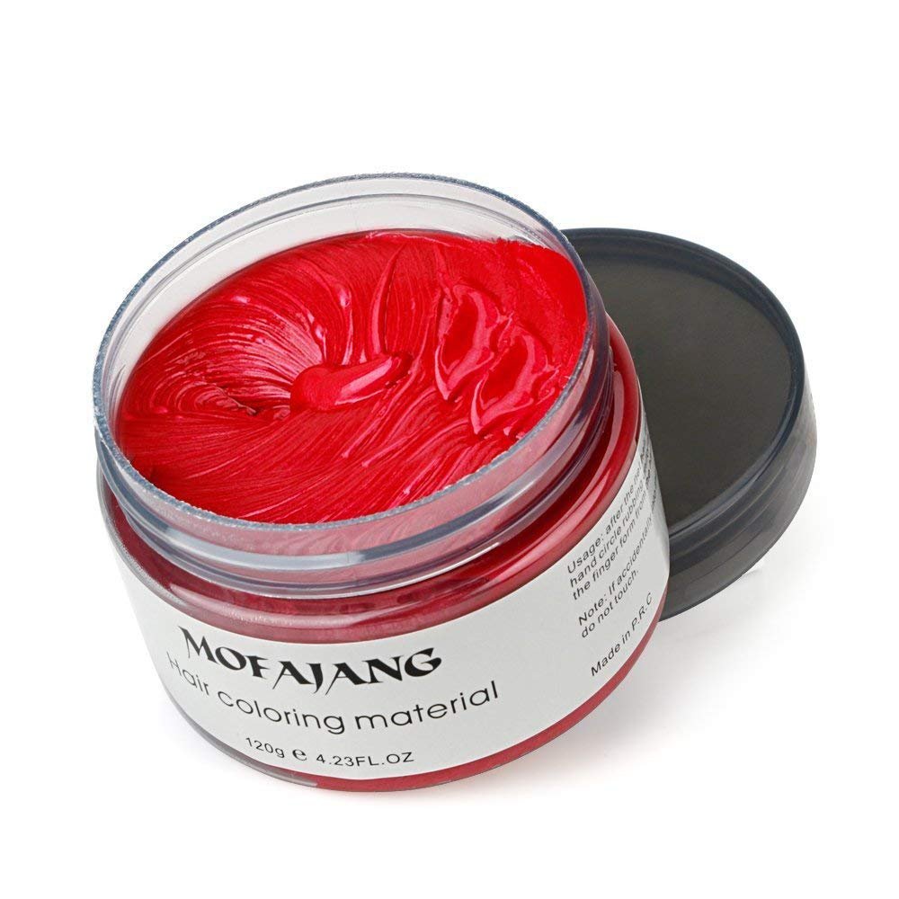 White Smoke Unisex Hair Wax Color Dye Styling Cream Mud, Natural Hairstyle Pomade, Washable Temporary,Party Cosplay (Red)