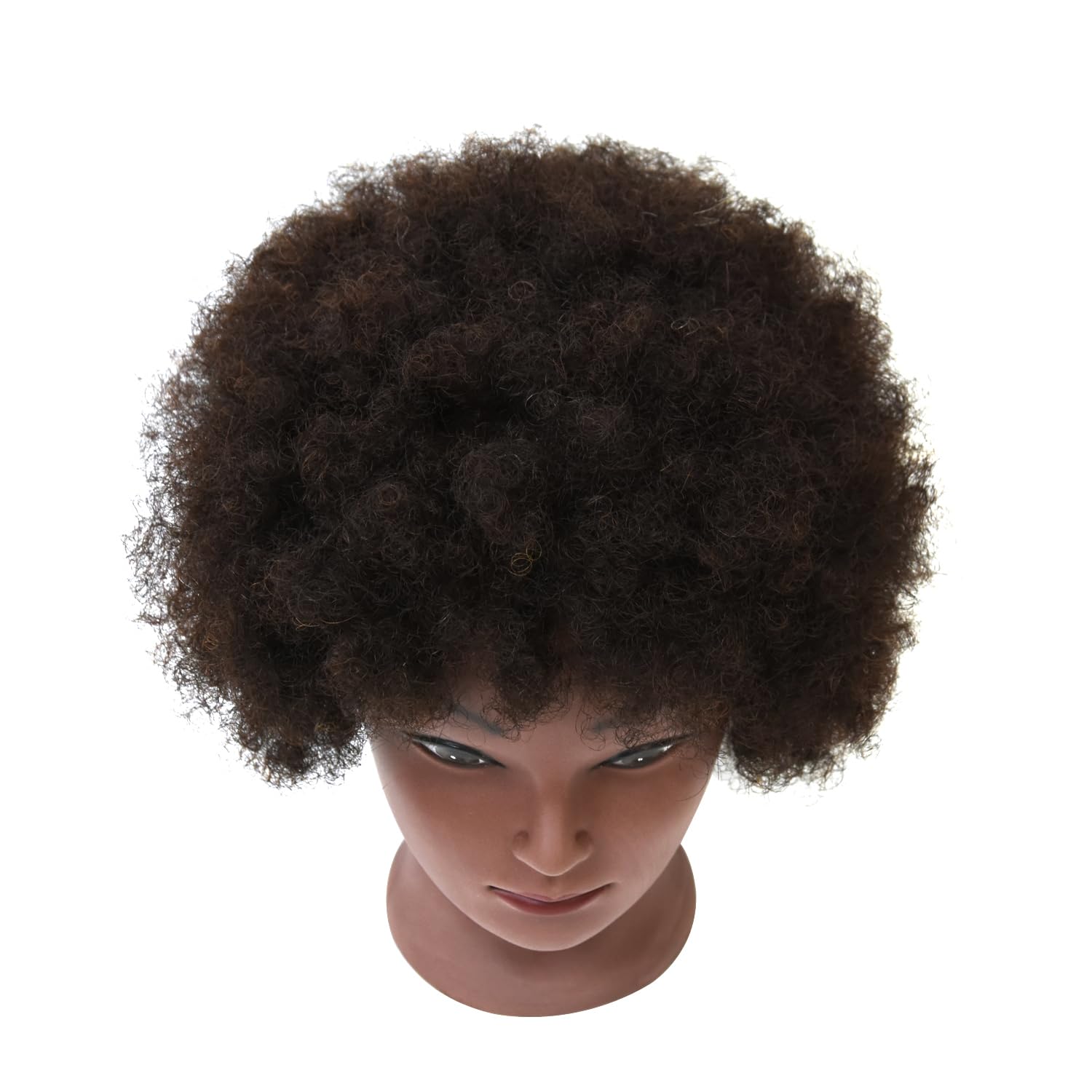White Smoke Afro Mannequin Head with 100% Human Hair Curly Hair Hairdresser Hair Styling Manikin Head Cosmetology Doll Head for Display Practice Braiding Styling with Clamp Stand