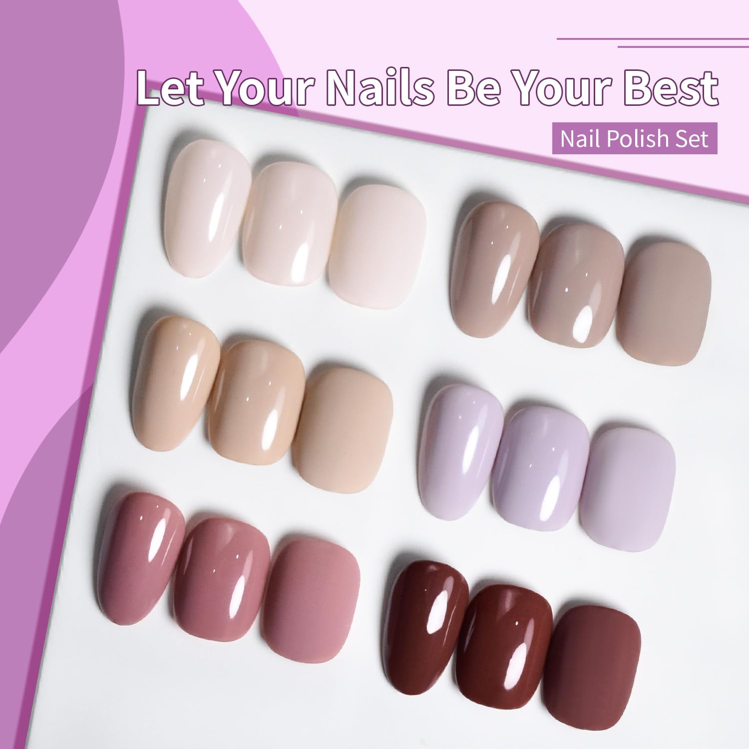 White Smoke OpenLive 10ml Nude Pink Nail Polish Set 6 Colors Brown Red Purple All Seasons Neutral Color Quick Dry Nail Polish Set for Women Salon DIY Nail Art