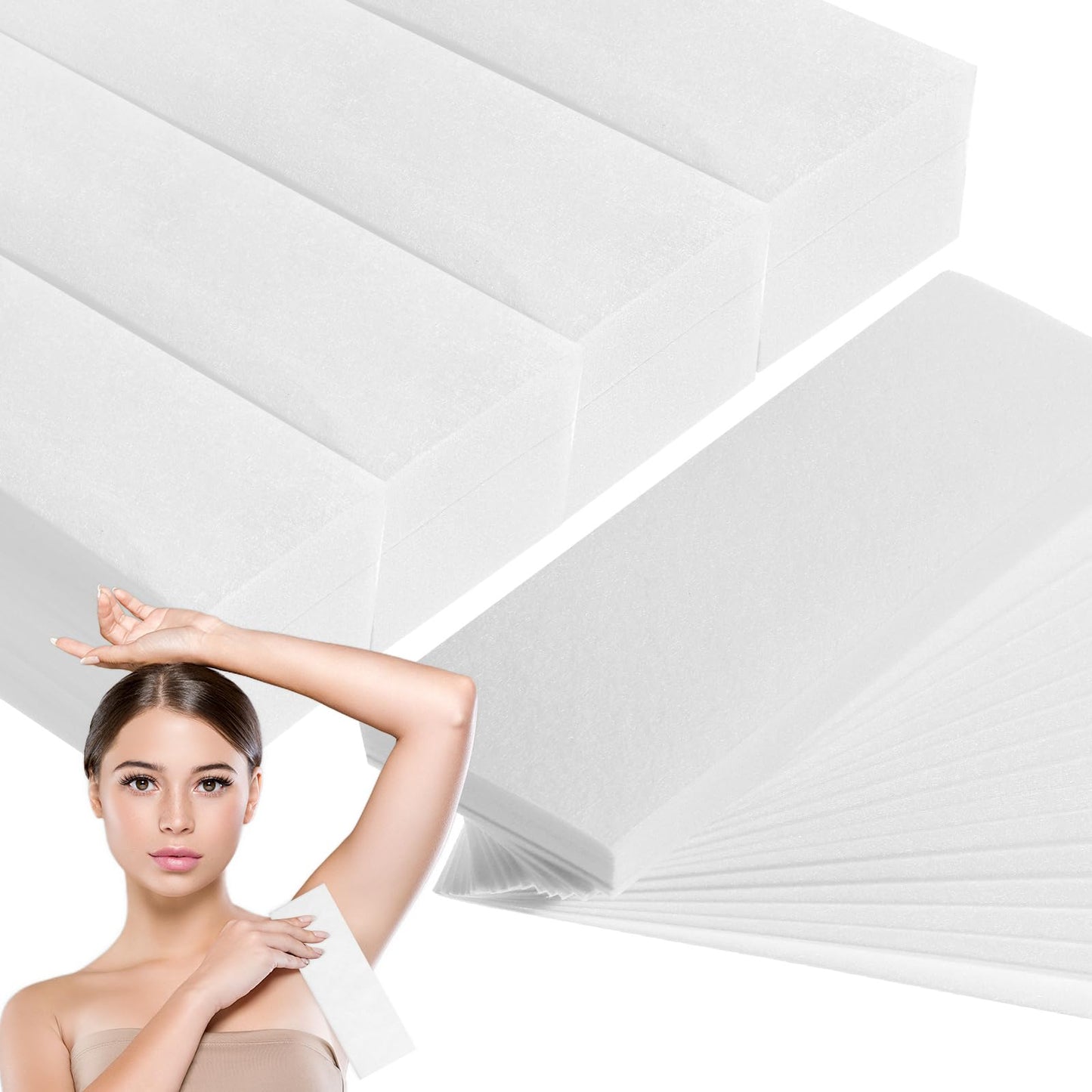 White Smoke 1000-Count Non Woven Wax Strips, Body and Facial Epilating Wax Strips Paper for Hair Removal, Beauty Waxing Strips for Leg Face Chest Back and Bikini
