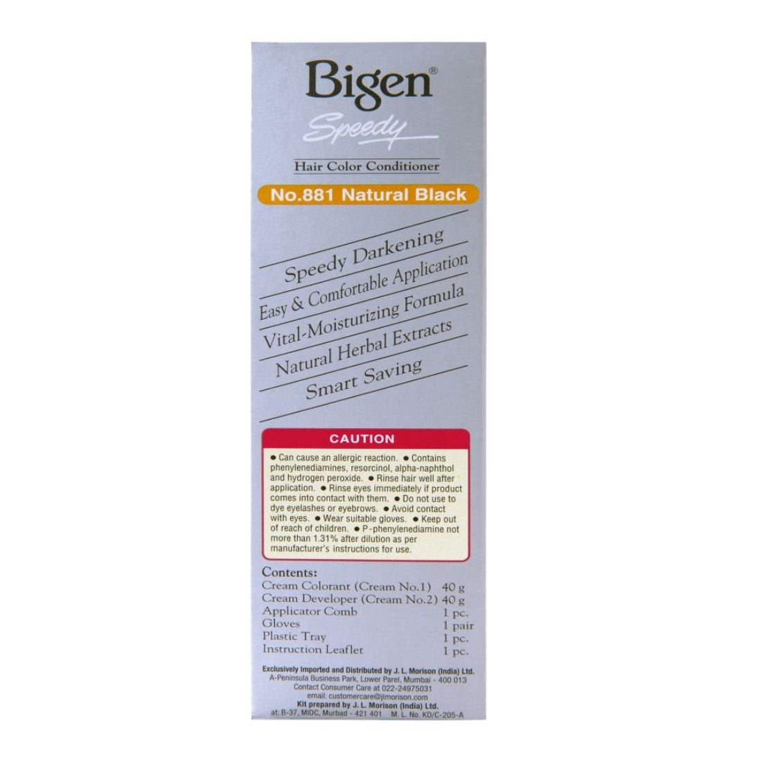 Dark Gray Bigen Speedy Hair Color, Natural Black 881 (40g + 40g)