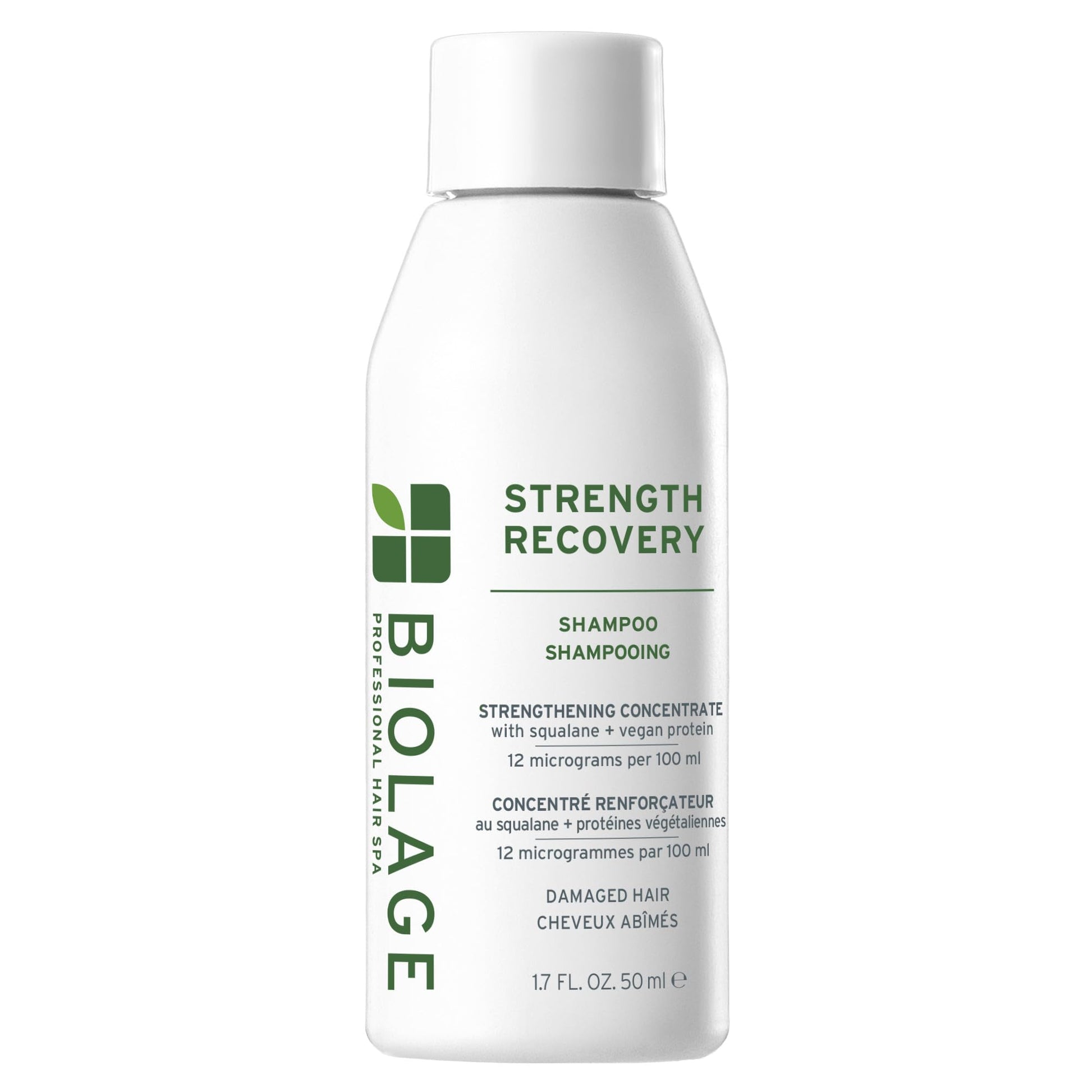 White Smoke Biolage Strength Recovery Shampoo - Reduces Breakage & Detangles, Instantly Strengthens and Moisturizes, For Damaged Hair, With Olive Squalane & Vegan Proteins, Paraben & Mineral Oil-Free, 1.7 Fl Oz