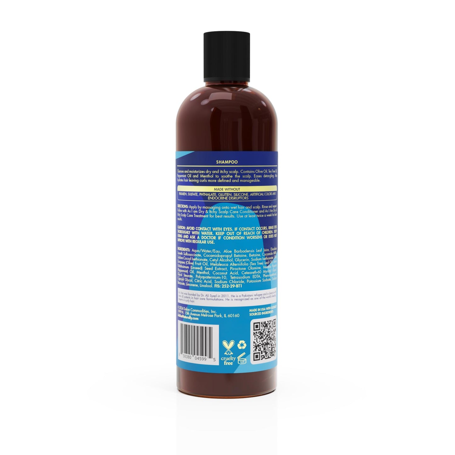 White Smoke As I Am Dry & Itchy Scalp Care Shampoo - 12 oz - Cleanses & Moisturizes - Olive, Tea Tree & Mint