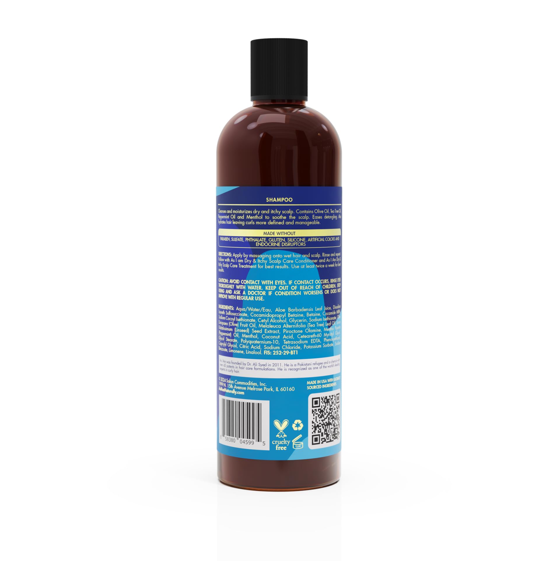 White Smoke As I Am Dry & Itchy Scalp Care Shampoo - 12 oz - Cleanses & Moisturizes - Olive, Tea Tree & Mint