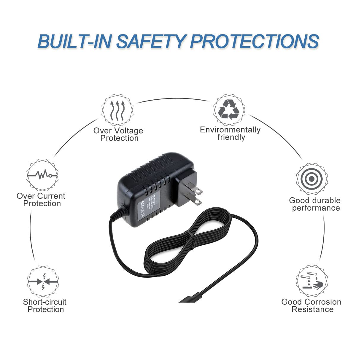 White Smoke kybate AC Adapter Compatible with Andis #74000 ORL Cord/Cordless T-Outliner Trimmer Battery Charger, BLACK