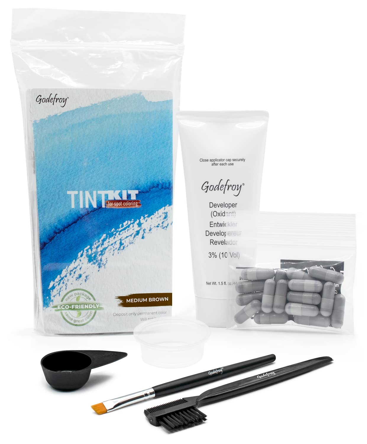 White Smoke Godefroy Hair Color Tint Kit for 100% Gray Coverage, Medium Brown, 20 Applications, Long-Lasting Root Touch-Up for Men & Women, Pre-Measured Capsules, No Waste, DIY Salon-Quality Results at Home