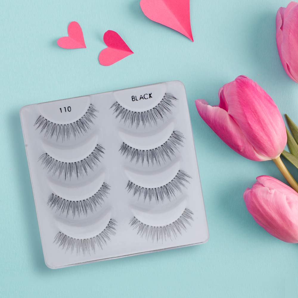 Light Blue Ardell Natural Multipack False Eyelashes 110 - Black, Lightweight Lashes for Everyday Wear, Comfortable Invisiband Strip Lashes, 2 Pack