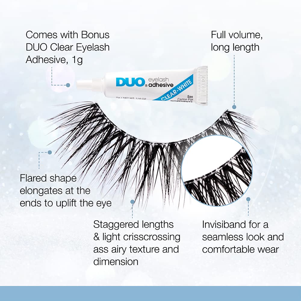 White Smoke Ardell Light As Air False Eyelashes 523 - Ultra Lightweight, Natural Look Lashes, Includes DUO Eyelash Adhesive