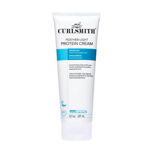 White Smoke CURLSMITH Feather Light Protein Cream - Flexible Hold Curl Cream, Protein-Rich Styling Cream for Curls, For All Curl Types, Best for Weak and Damaged Curls, Vegan & Cruelty Free (8 oz)