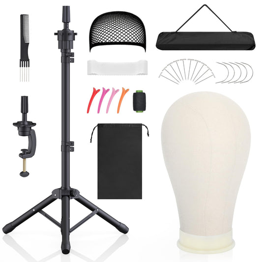 White Smoke Hemndic Wig Stand with Head, Height Adjustable Wig Stand, Wig Head Stand with Mannequin Head with Extra Wig head Clamp Stand