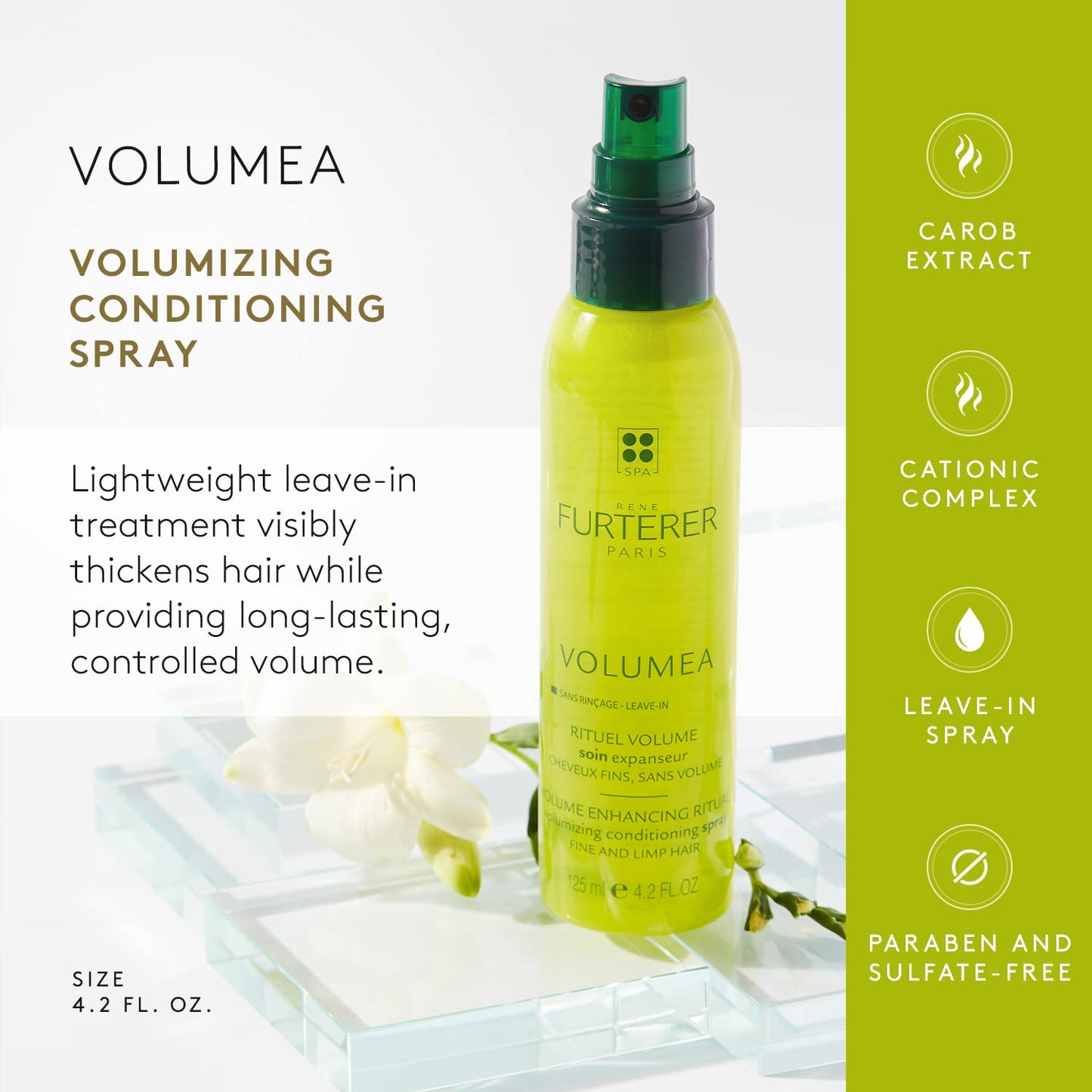 White Smoke René Furterer VOLUMEA Volumizing Conditioning Spray - For Fine, Limp Hair - Thickening & Long-Lasting Volume - Sulfate-Free - 4.2 fl. oz.