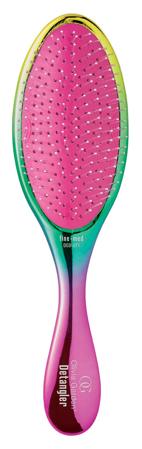 White Smoke Olivia Garden Aurora Detangler Brush for Wet and Dry Fine to Medium Hair - Detangling Brush for Women, Men, Kids – Aurora Rainbow