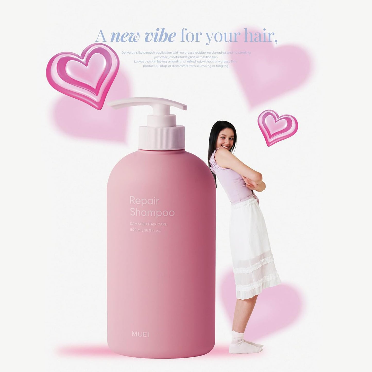 White Smoke MUEI Repair Hair Shampoo - Korean Hair care with Self Hair Salon Care for Extremely Damaged Hair | Regrowth hair | probarrier ceramide | Protein | Propolis, 16.9 fl.oz