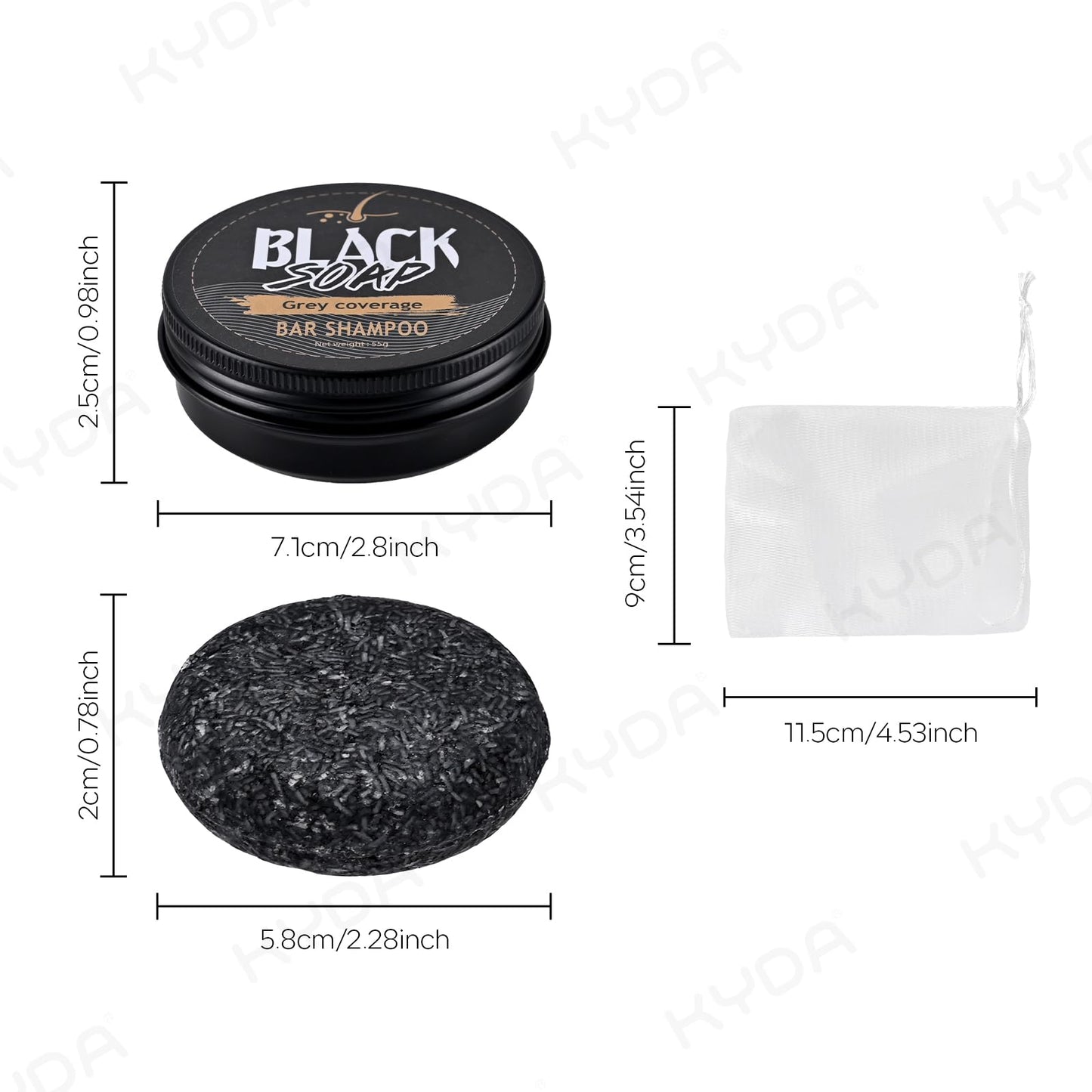 White Smoke KYDA 3Pcs Gray Hair Reverse Bar Soap for Mothers Day Gift, Black Shampoo Bar for Hair and Beard Darkening, Deep Clean and Nourish the Scalp, Black Soap for Gray Hair, Natural Darkening Shampoo Soap