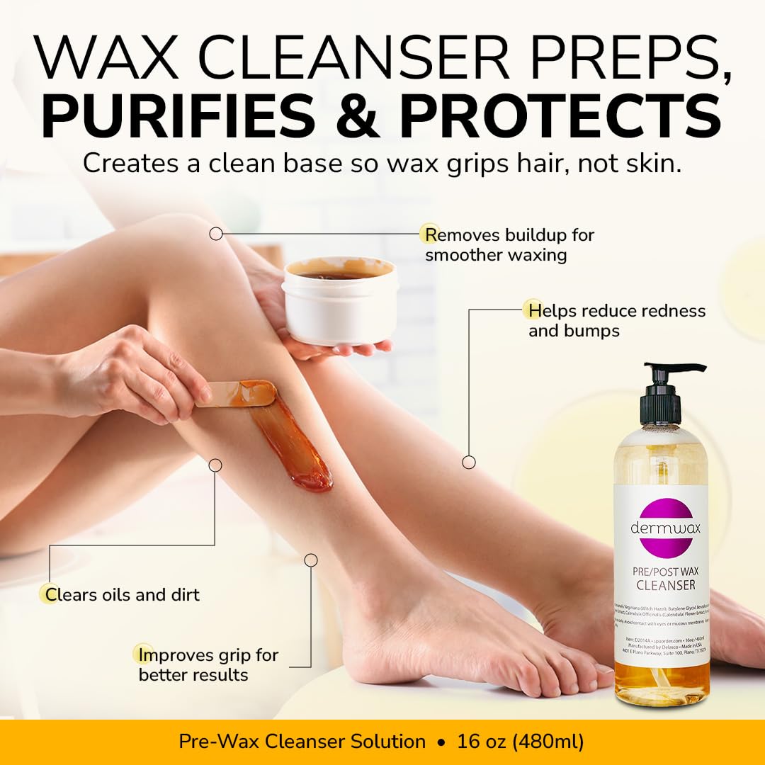 Seashell Dermwax Pre and Post Wax Care Kit – Complete Prep & Aftercare in One Set – Cleanser Removes Oils & Residue – Calendula Oil Calms & Nourishes Skin – Gentle, Paraben-Free Formulas
