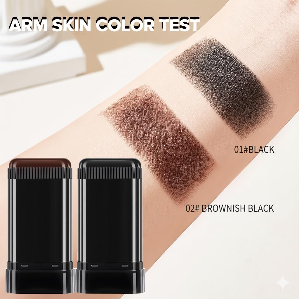 Seashell 2Pack Root-Touch-Up Hair Color Stick with Built -in Comb – Instant Waterproof Brown Dye for Gray Coverage, Sweat-Proof Long-Lasting, Travel-Friendly Dye Pen for Women & Men (02#Brownish Black)