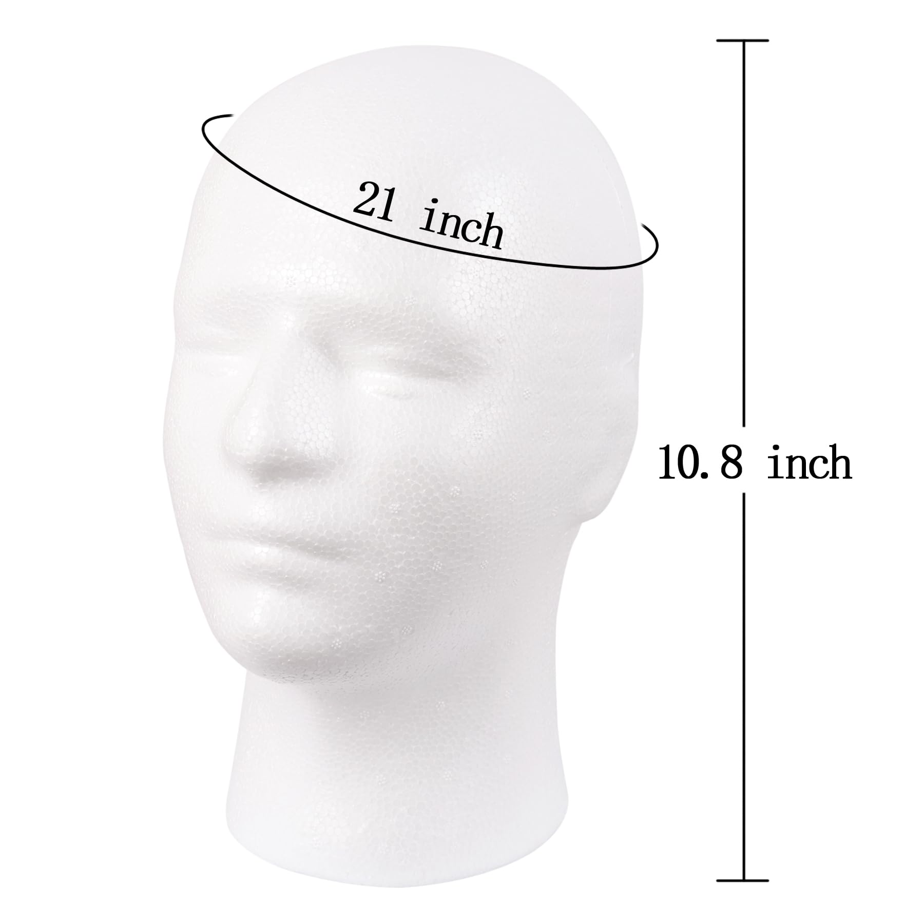 White Smoke MapofBeauty Mannequin Head Styrofoam Male Wig Display Model Mask Hat Foam Stand Halloween Makeup Wig Head (White)