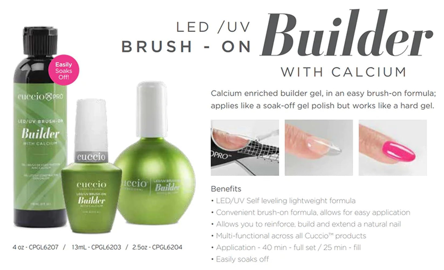 White Smoke LED-UV Brush-On Builder Gel with Calcium by Cuccio Pro for Women - 2.5 oz Nail Polish (Pack of 1)