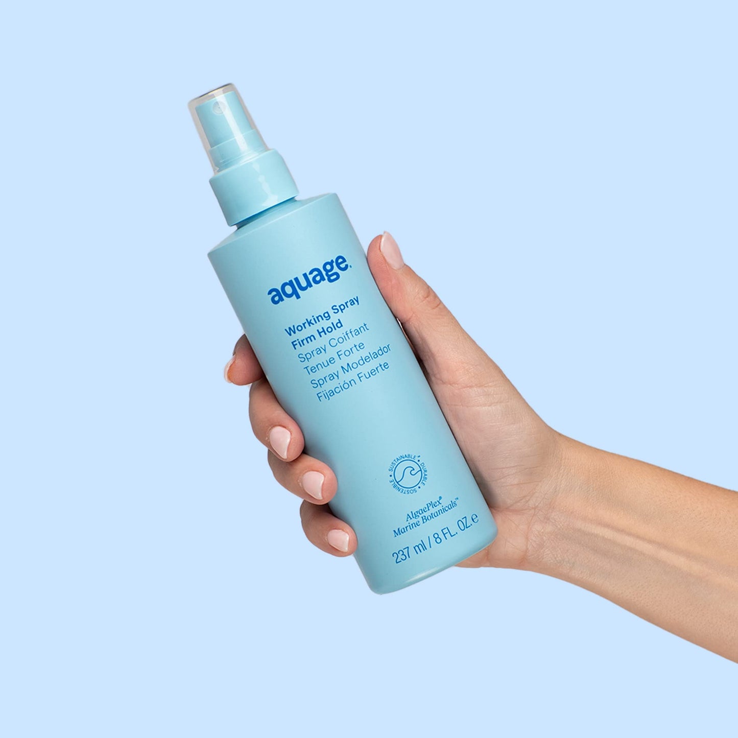 Pale Turquoise Aquage Working Hair Spray - Firm Hold, Non Aerosol Hairspray for Women - Volumizing Styling Spray for Thermal Protection and Long Lasting Hold (5 oz)
