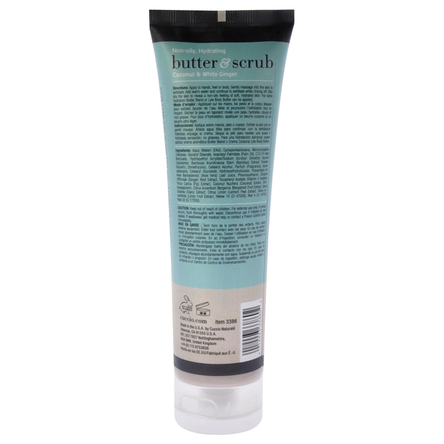 White Smoke Cuccio Naturale Butter Scrub - Exfoliates And Hydrates - For Softer, Radiant Looking Skin - Infuses Moisture Into Dry Skin - Non-Oily 24 Hour Hydration - Creamy - Coconut And White Ginger - 4 Oz