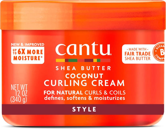 Orange Red Cantu Shea Butter for Natural Hair Coconut Curling Cream 12 oz.