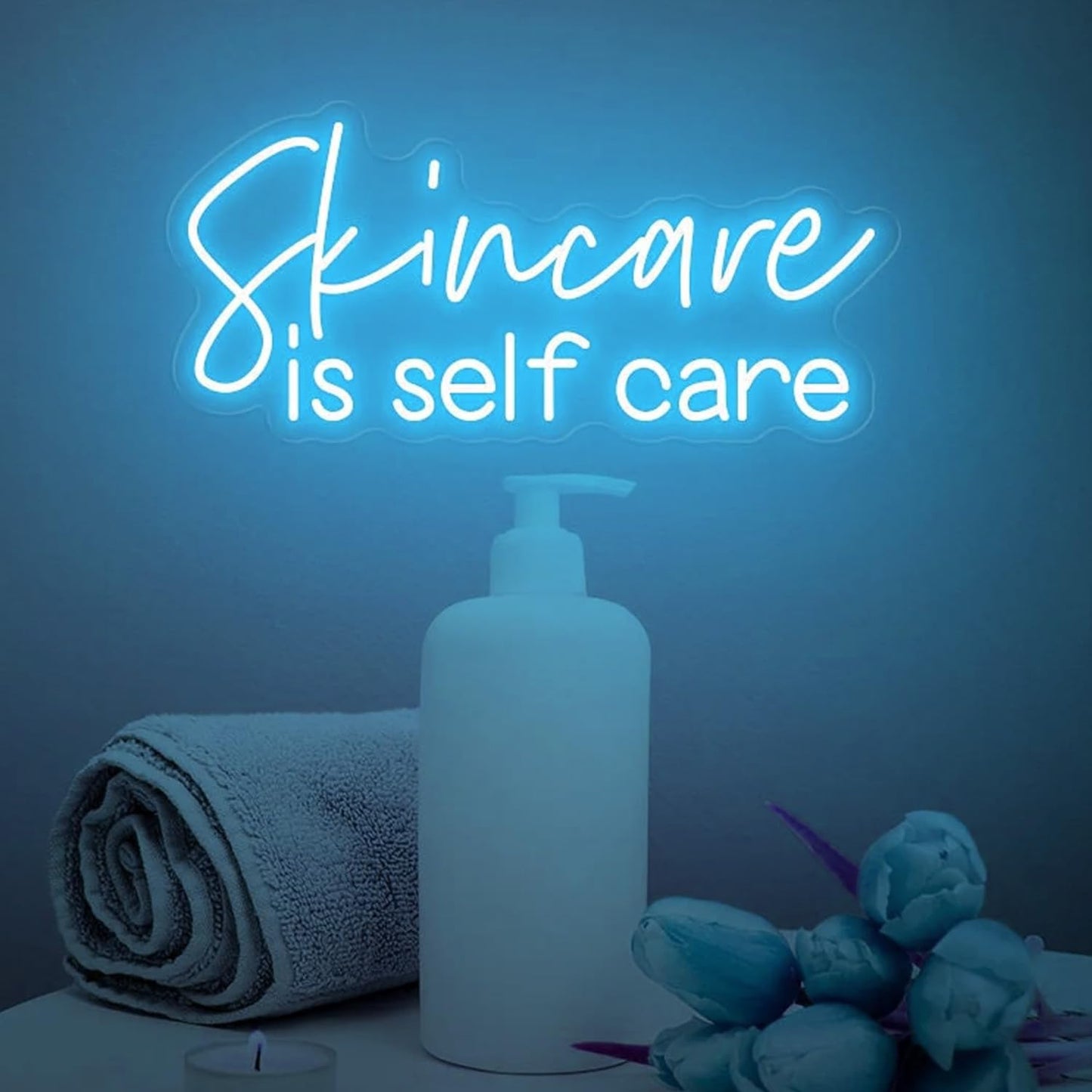 Dark Slate Blue Skincare Is Self Care Neon Sign,Beauty Room Neon Decor,Spa Salon Neon Lights,Esthetics Salon Wall Light,Esthetician Wall Decor,Skincare Wall Sign