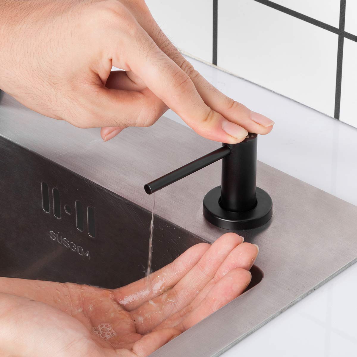 Lavender Matte Black Kitchen Sink Soap Dispenser GAPPO Countertop Pump Hand Lotion Built in Bottle Upgrade Stainless Steel Screw