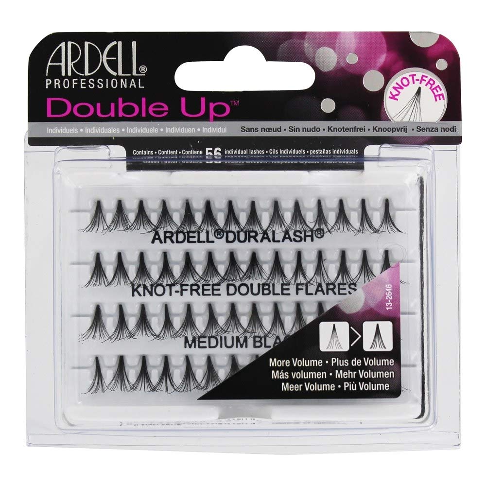 Light Gray Ardell Double Individuals Knot Free Double Flares Black Med (3 Pack)