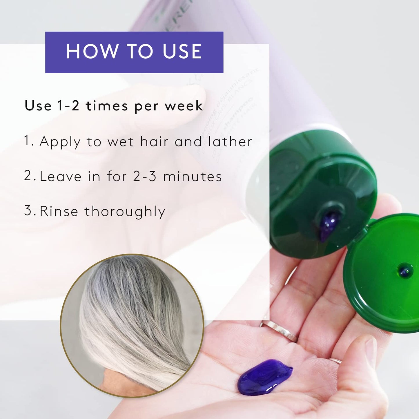 Lavender Rene Furterer OKARA SILVER Toning Shampoo, Purple Shampoo for Blonde, White, Grey, Silver, Pastel Hair, Pump, 20.2 oz.
