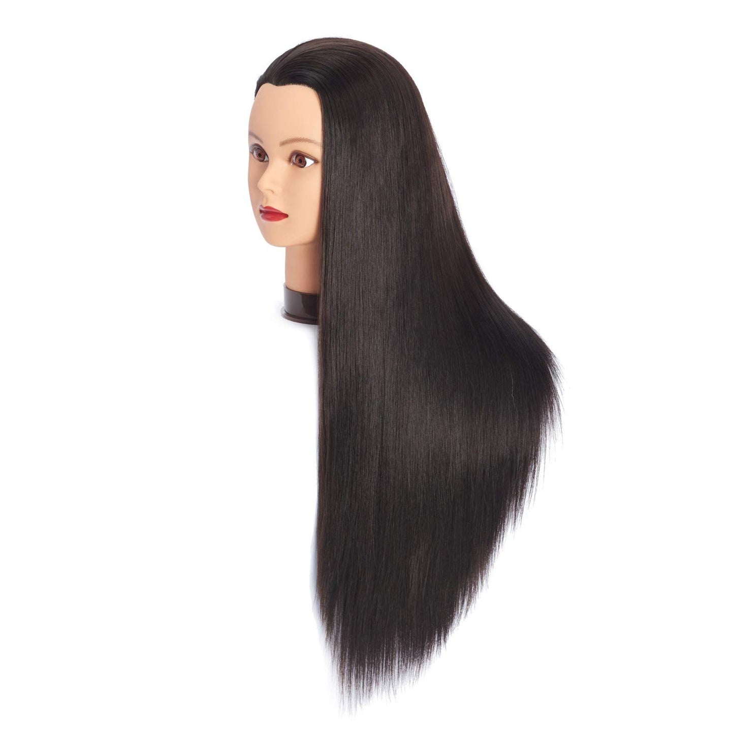 White Smoke Headfix 26in-28in Long Hair Mannequin Head Stnthetic Fiber Hairdresser Practice Styling Training, Cosmetology Manikin Doll Head With Clamp Stand (6F1919LB0220)