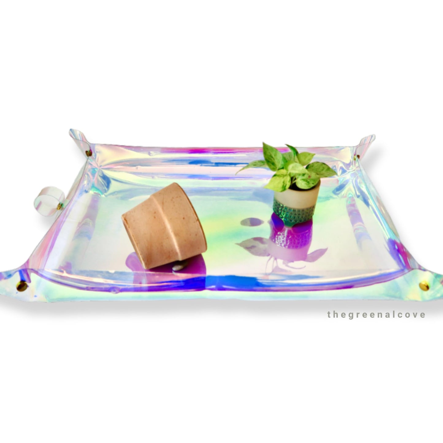 White Smoke The Green Alcove Plant Repotting Mat for Indoor Outdoor Gardening, Holographic Roll Out Potting Mat Tarp - Gifts for Plant Lovers Women (Blue)