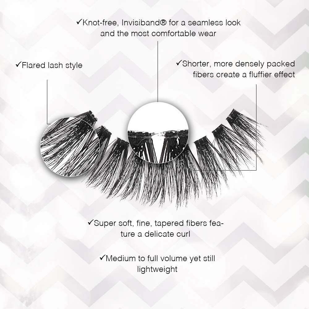 White Smoke Ardell False Eyelashes 3D Faux Mink Lashes, 860 - Lightweight Strip Lashes with Invisiband for a Dramatic Eye Look, 4 Pairs