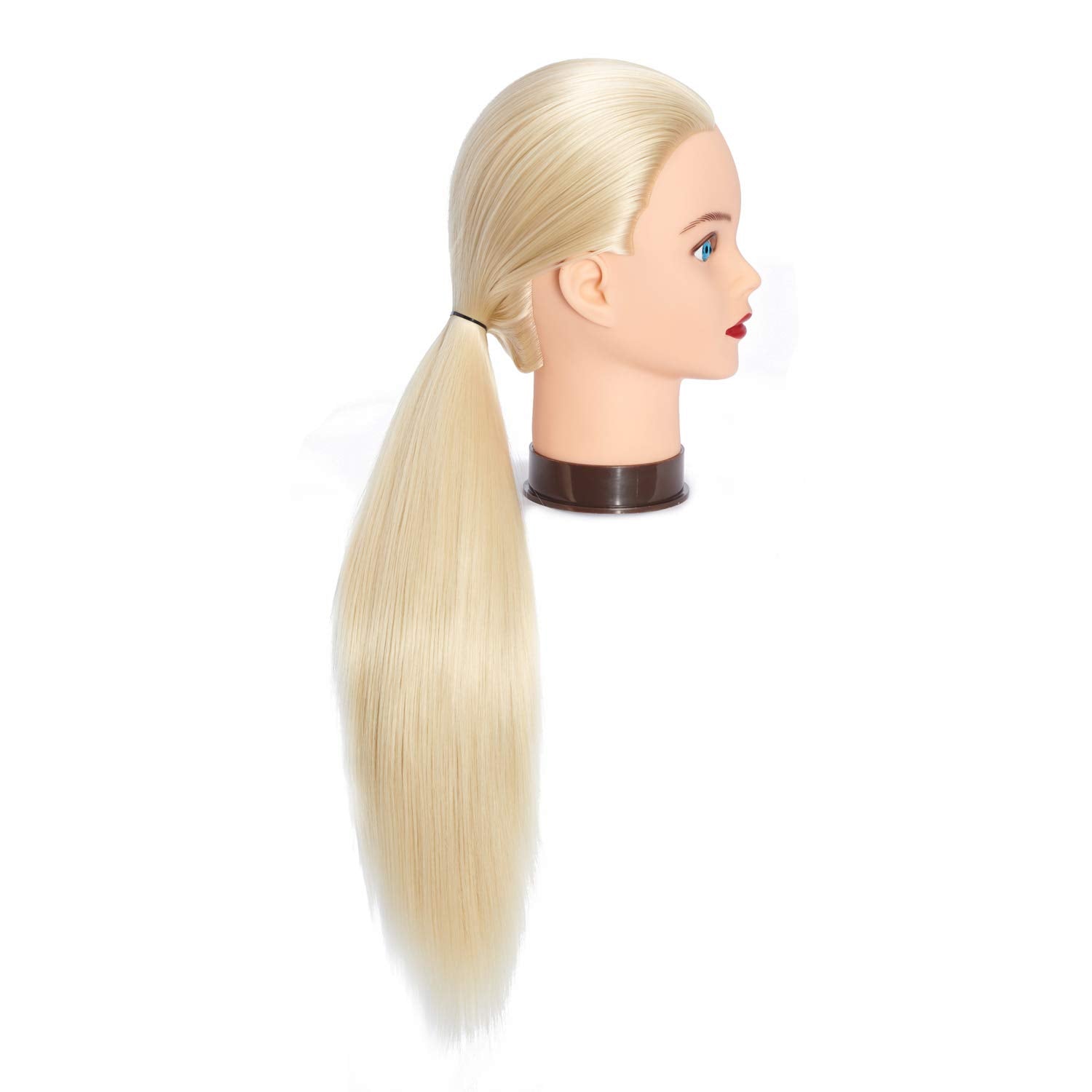 White Smoke Headfix 26"-28" Long Hair Mannequin Head Synthetic Fiber Hair Hairdresser Practice Styling Training Head Cosmetology Manikin Doll Head with Clamp (6F1919W61320)