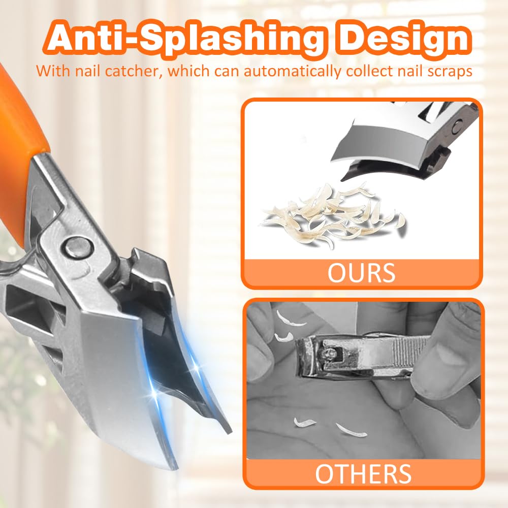White Smoke Wide Jaw Opening Anti-Splash Slanted Nail Clipper, Fingernail and Toenail Clippers Clippers for Ingrown Nails, Curved Toenail Clippers for Thick Nails, Household Slanted Nail Clippers (Black)