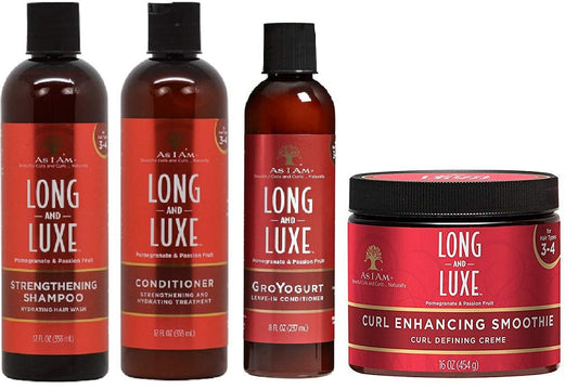 White Smoke As I Am Long&Luxe Pomegranate"Shampoo+Conditioner+Leave-In+Cream" Hair Bundle