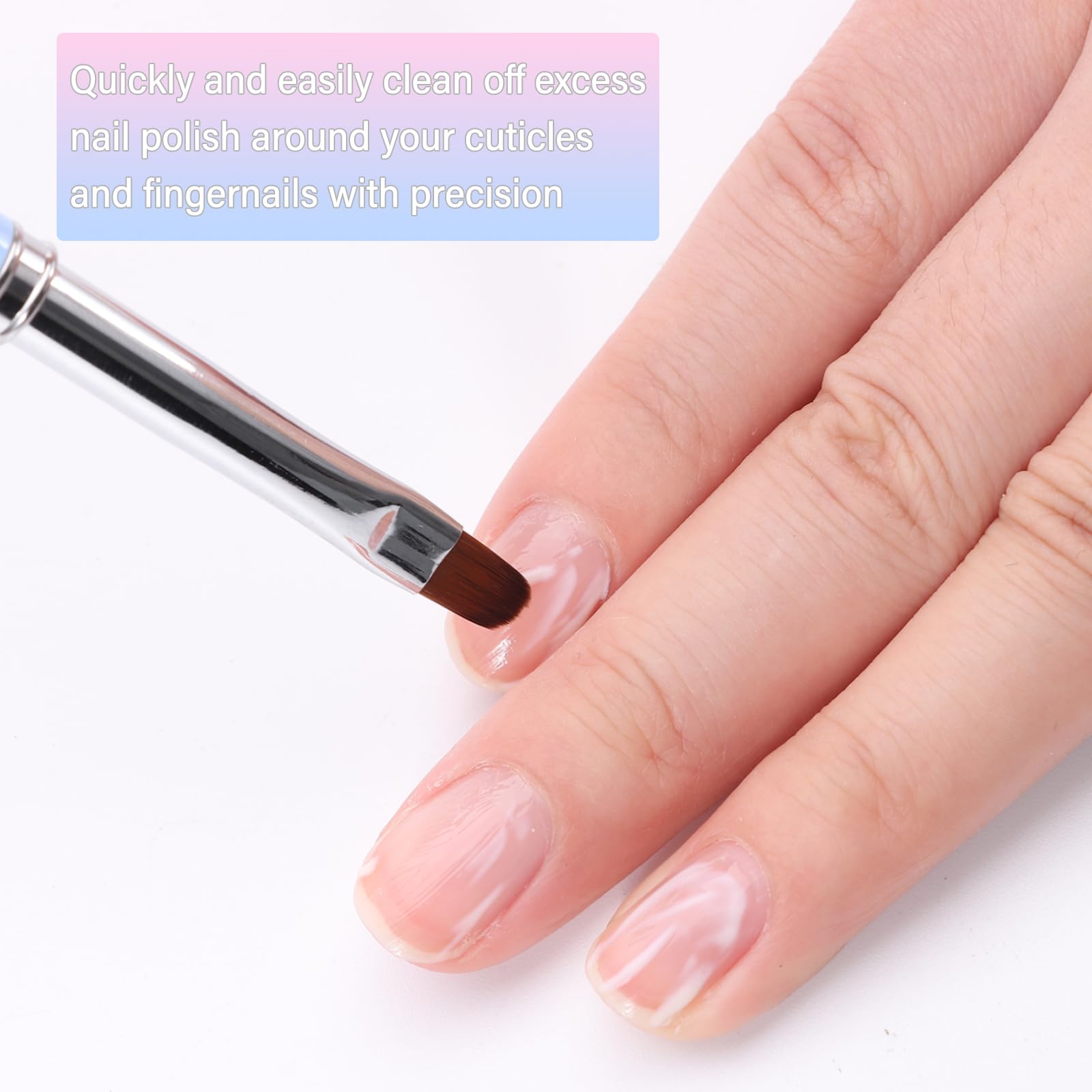White Smoke INENK for OPI Nail Polish Remover, 3PCS Nail Clean UP Brushes for Cleaning Polish Mistakes on the Cuticles, Acetone Resistant Nail Brush for Nail Art and Designs