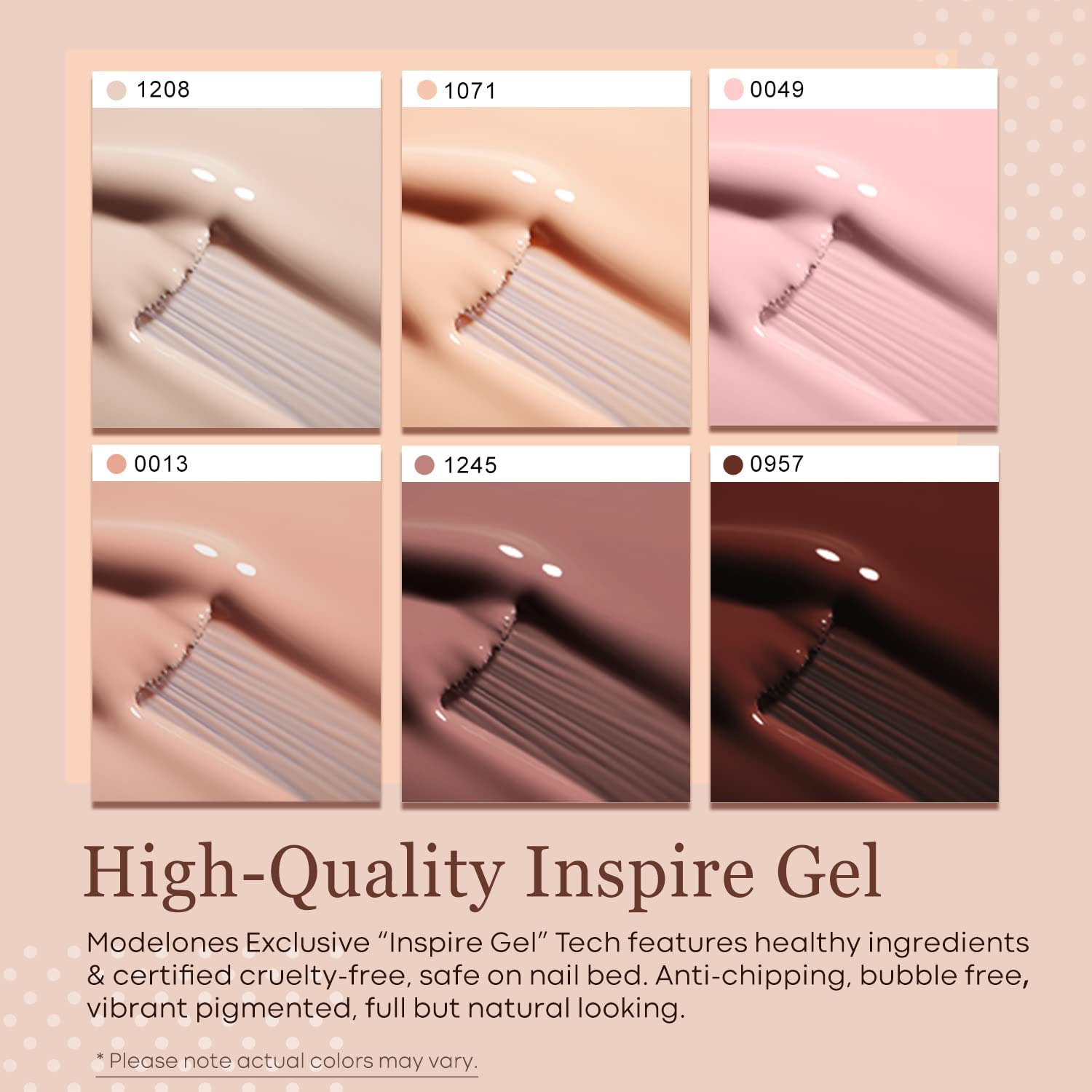 Wheat modelones Gel Nail Polish Kit -6 Colors Nude Pink Milky White Gel Polish Set Skin Tones Neutral Brown Soak Off Gel Nail Kit Manicure DIY Nail Art Salon Home Gift