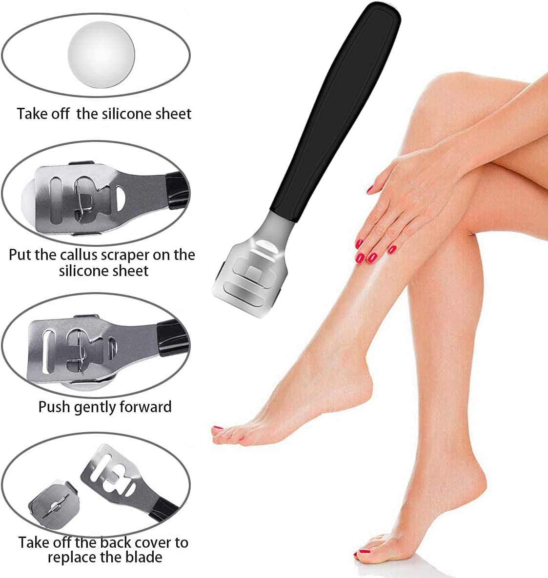 White Smoke EKOCSIO Professional Pedicure Kit, 36 in 1 Stainless Steel Foot Care Kit Foot Rasp Dead Skin Remover for Home & Salon Care, Black
