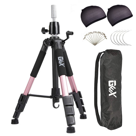 White Smoke GEXWORLDWIDE GEX 55" Mannequin Tripod Stand Canvas Block Training Doll Manikin Head Wig Stand for Cosmetology Hairdressing (Rose Gold)