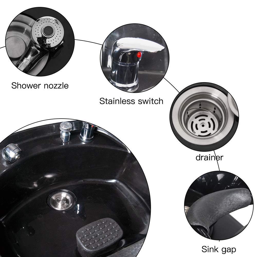 White Smoke Polar Aurora New Backwash Barber Chair ABS Plastic Shampoo Bowl Sink Unit Station Spa Salon Equipment