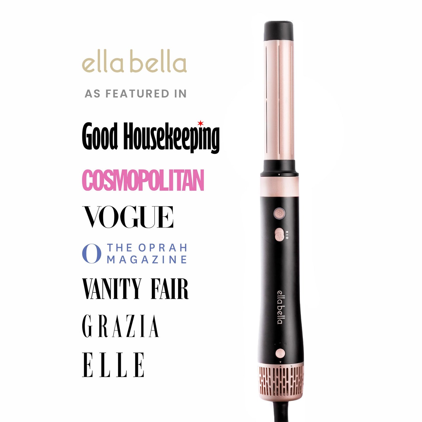 White Smoke ELLA BELLA® 6 in 1 Professional Hot Air Styler • Powerful Hair Dryer & Straightener Set • Styling Without Heat Damage • Fast Drying Curling Volumizing Straightening • Includes Protective Travel Case