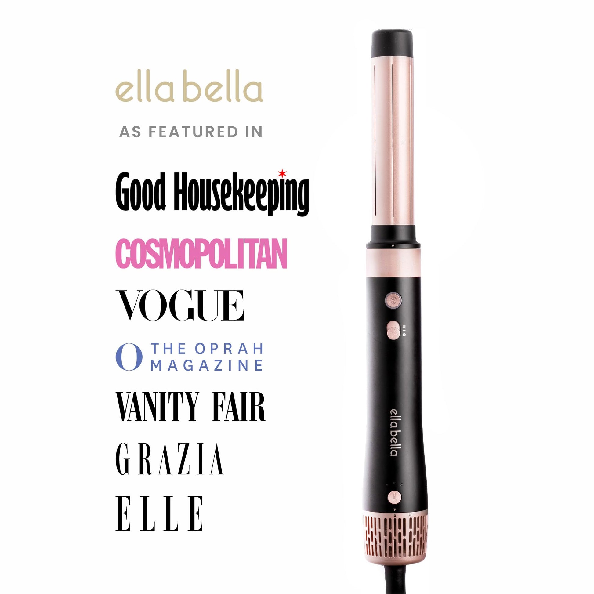 White Smoke ELLA BELLA® 6 in 1 Professional Hot Air Styler • Powerful Hair Dryer & Straightener Set • Styling Without Heat Damage • Fast Drying Curling Volumizing Straightening • Includes Protective Travel Case