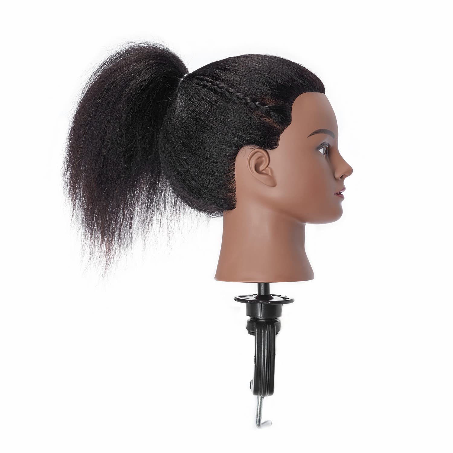 White Smoke Hairingrid Mannequin Head 14" 100% Real Hair Hairdresser Cosmetology Mannequin Manikin Training Head Hair and Free Clamp Holder (14 Inch)