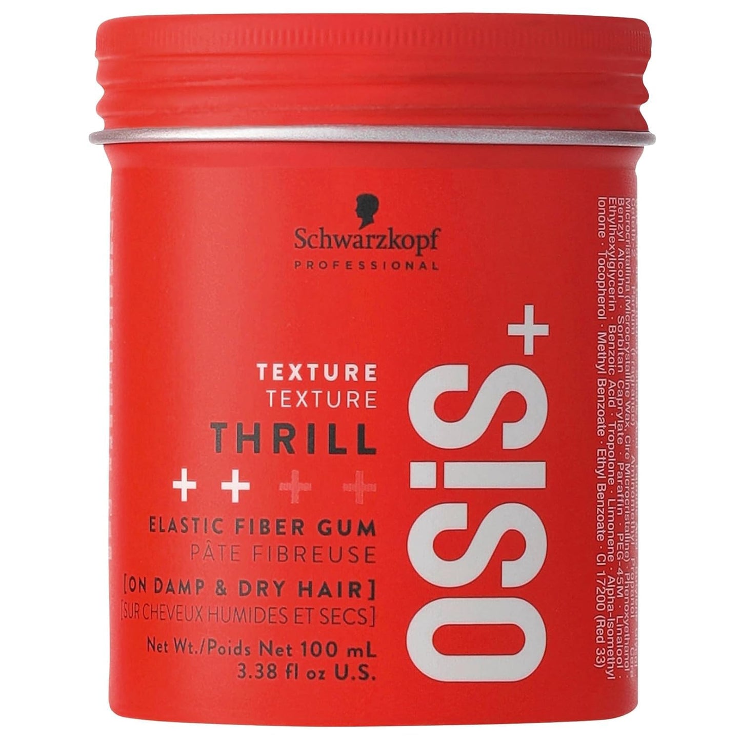 Firebrick OSiS+ Thrill Texture Fiber Styling Gum for Hair, 3.38 Oz – Medium Hold Flexible Style, Tames Flyaways – Bendable, Moldable Texturizing Styling Gum for Style Separation and Shine