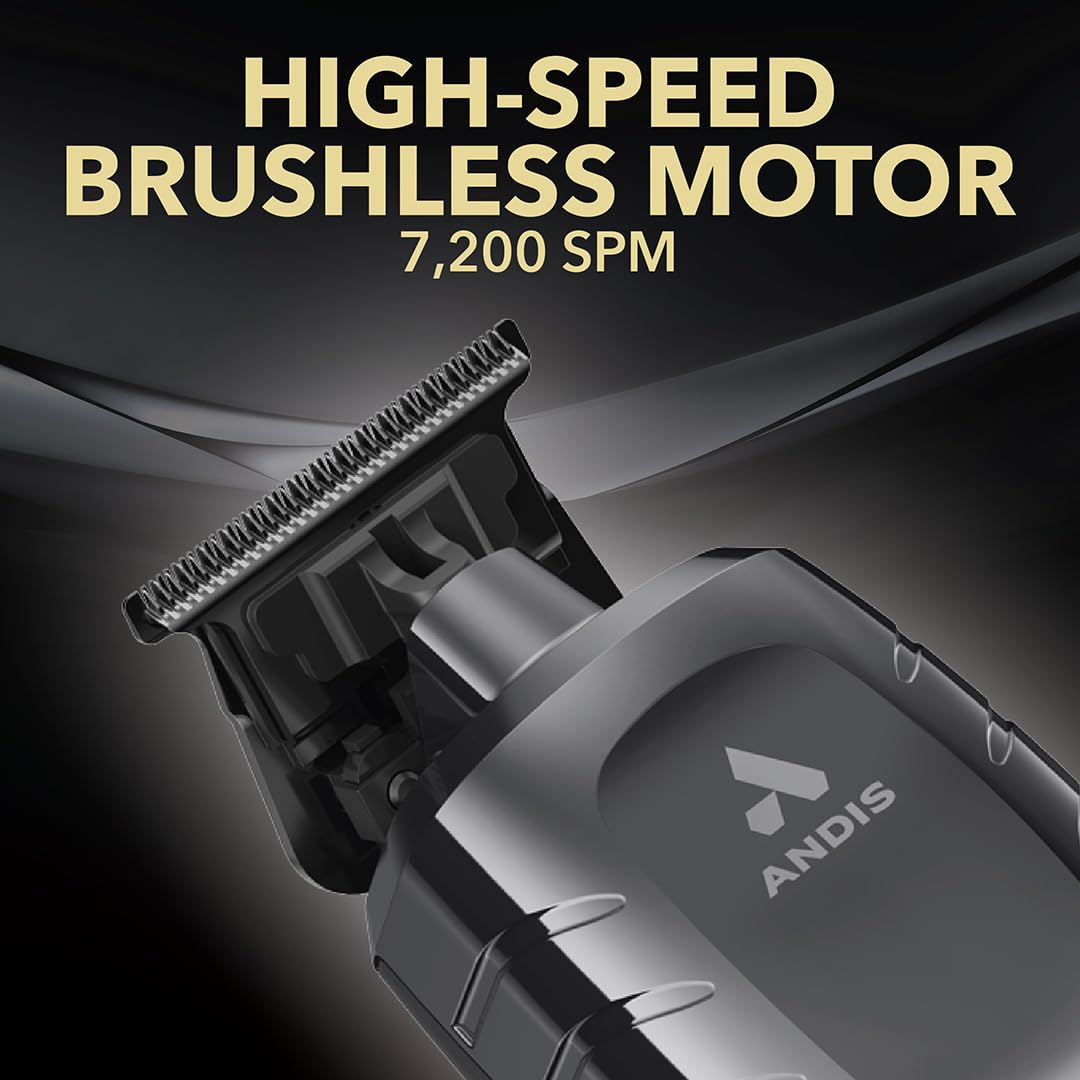 Black Andis 562627 GTX-EXO II Professional Cordless Lithium-ion Electric Beard & Hair Trimmer with Charging Stand, Black Chrome