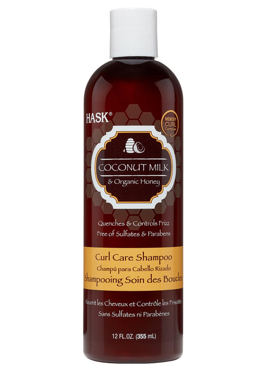 White Smoke Hask Curl Coconut Milk & Honey Care Shampoo, 12 Ounce