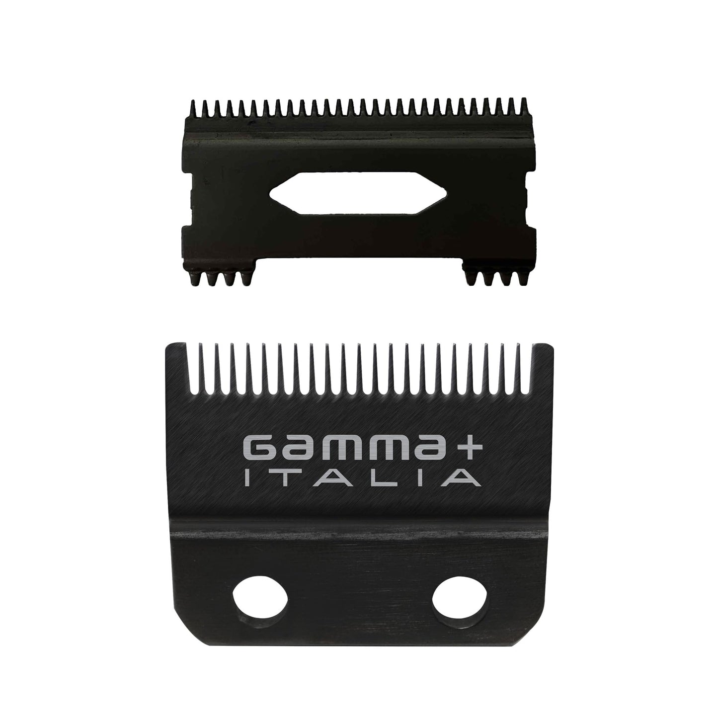 Dark Slate Gray GAMMA+ Replacement Fixed Black Diamond Carbon DLC Fade Hair Clipper Blade with Shallow Tooth 2.0 Cutter Set
