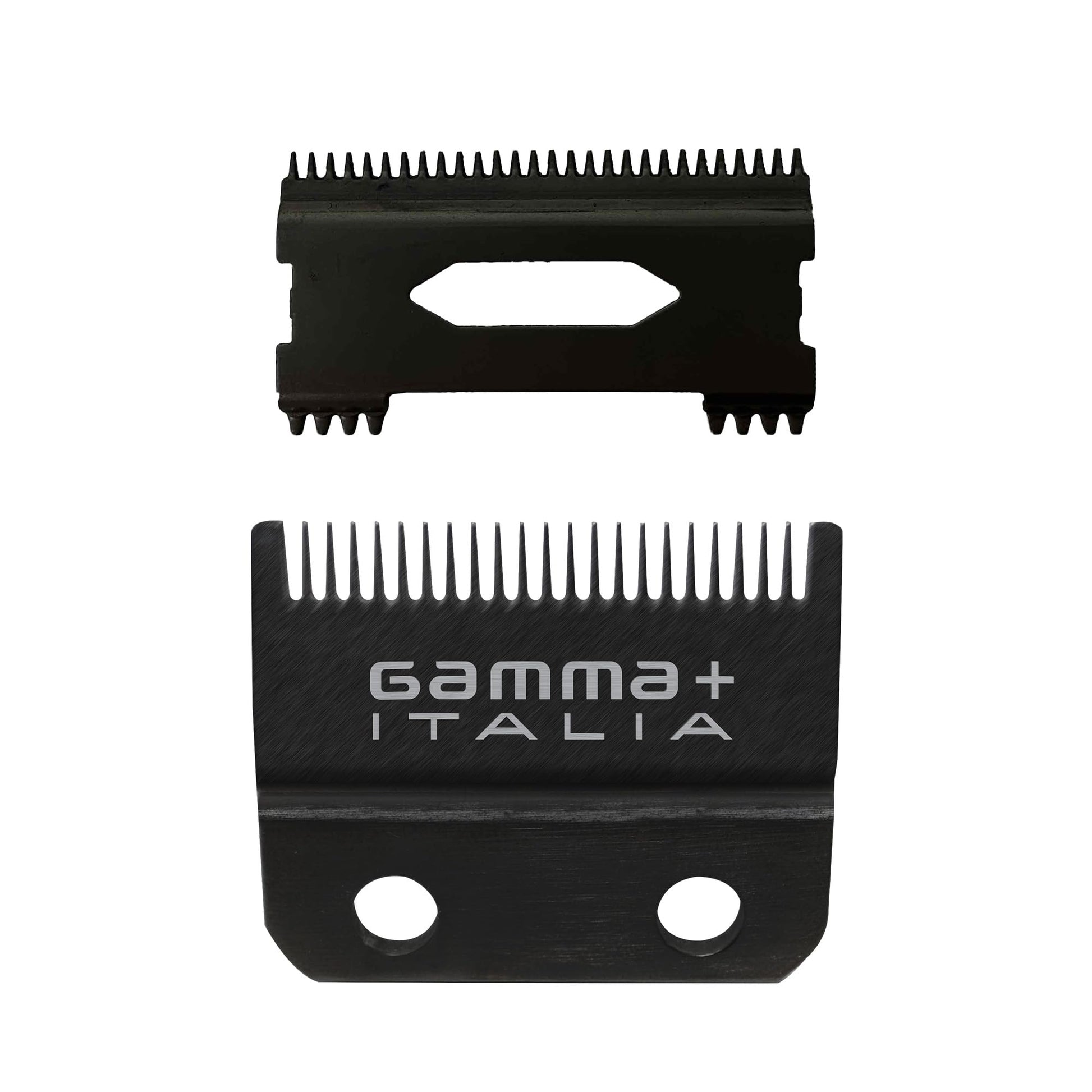 Dark Slate Gray GAMMA+ Replacement Fixed Black Diamond Carbon DLC Fade Hair Clipper Blade with Shallow Tooth 2.0 Cutter Set